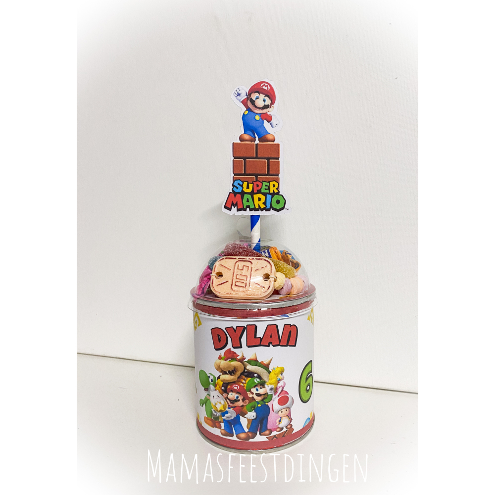 Pringles met snoep deksel Mario 