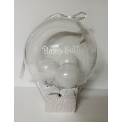 Basis ballon op teddy box off white met label 