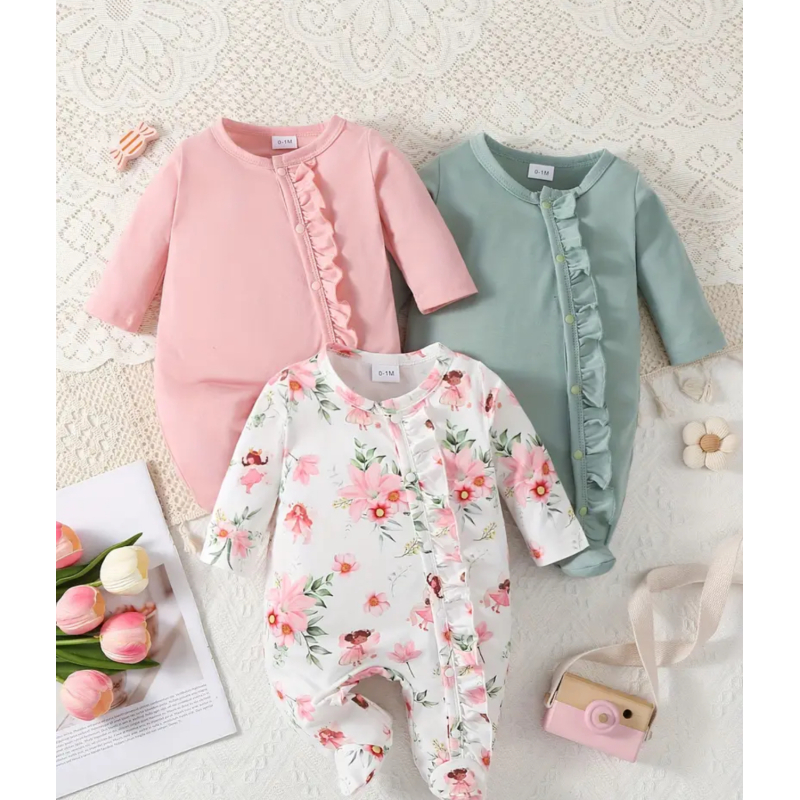 Meisjes onesie met bloemen en elfjes.