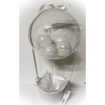 Basis ballon op stok in teil wit 