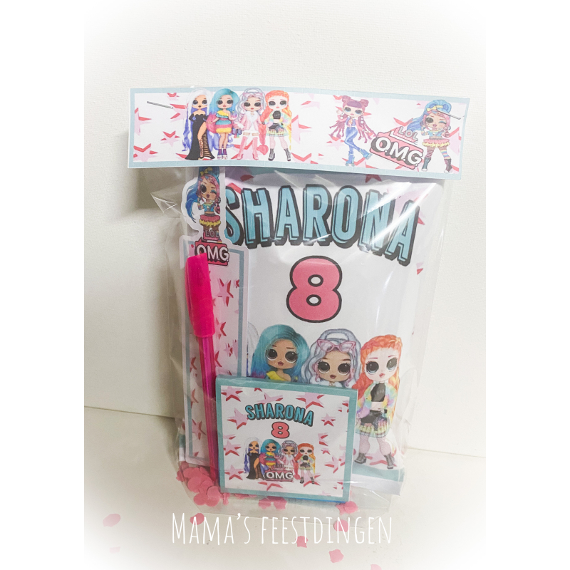 Chips set met pen en notitie blokje lol Omg 