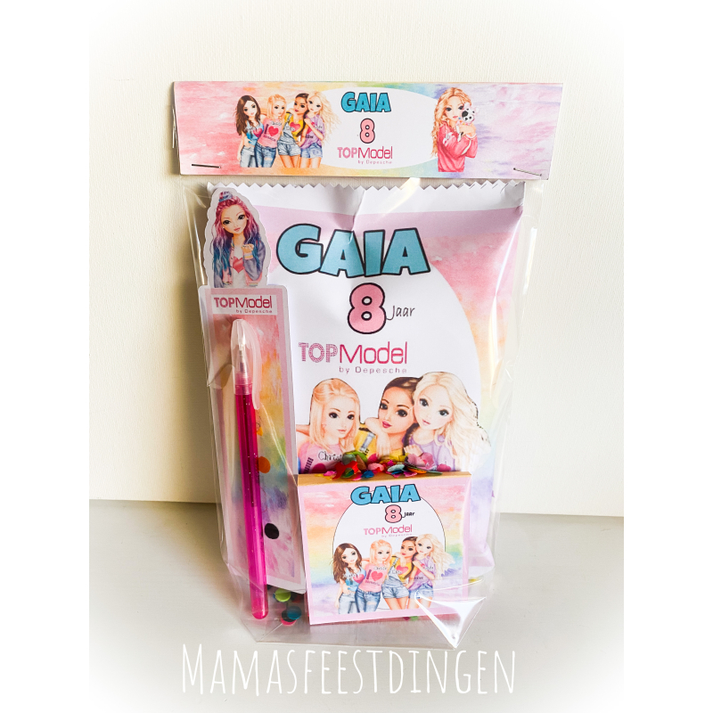 Chips set met pen en notitie blokje Topmodel 