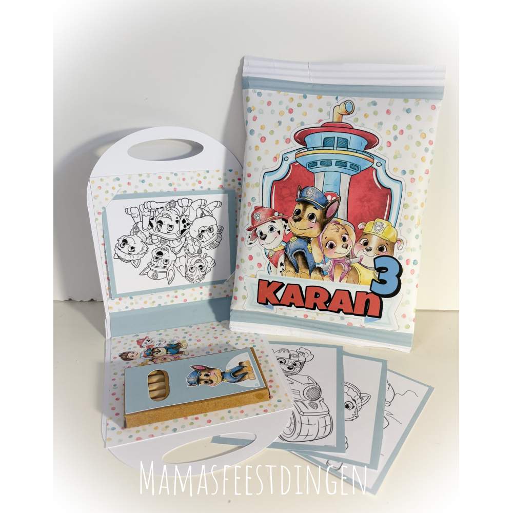 Kleurkoffertje met chips of koek pawpatrol 