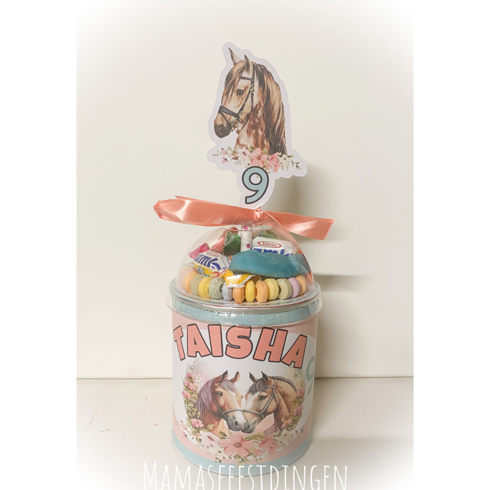 Pringles met snoep deksel paarden 