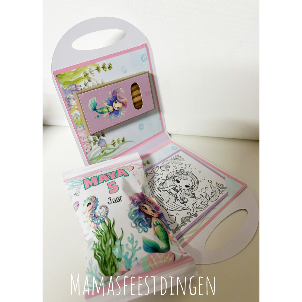 Kleurkoffertje met chips zeemeermin 