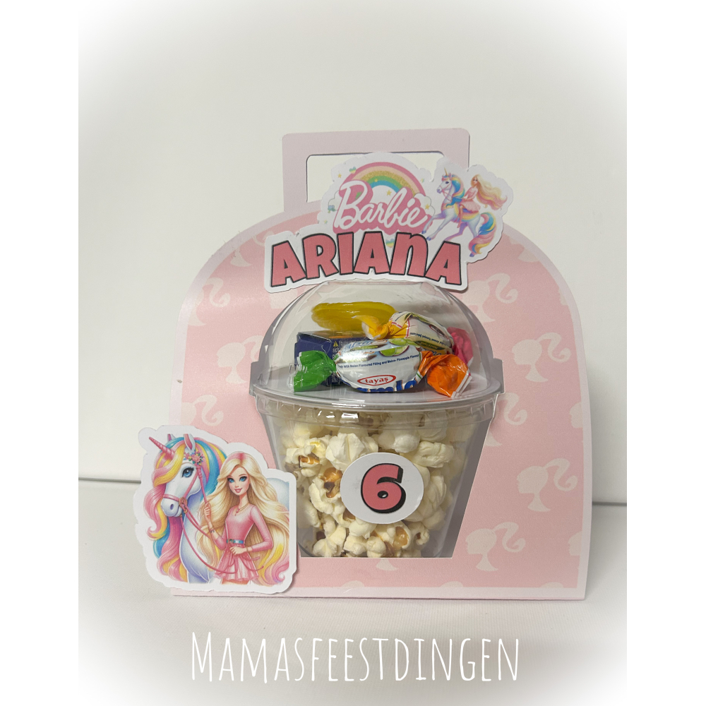  Koffertje met Popcorn en  snoep Barbie 
