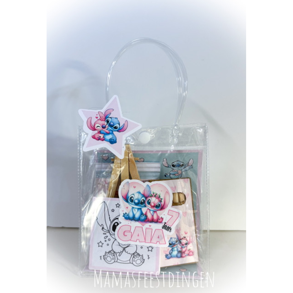Plastic cadeau tasje  met schilders ezeltje en snoepje 