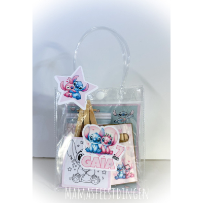 Plastic cadeau tasje met schilders ezeltje en snoepje Plastic cadeau tasje met schilders ezeltje en snoepje