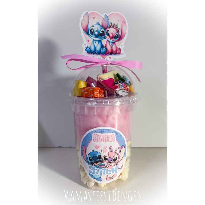 suikrspin , popcorn en snoep beker stitch 