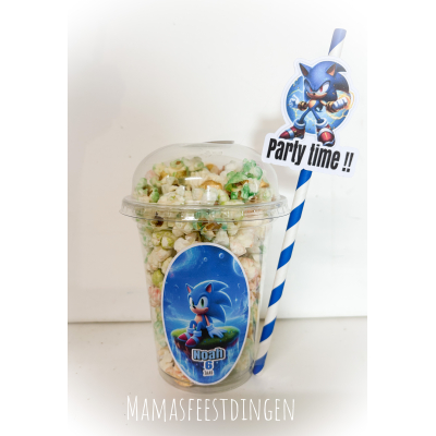 Gekleurde zoete popcorn beker sonic Gekleurde zoete popcorn beker sonic
